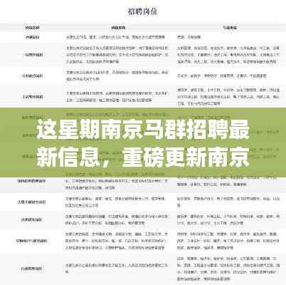 南京马群本周招聘重磅更新,职位大放送,求职机会来临!