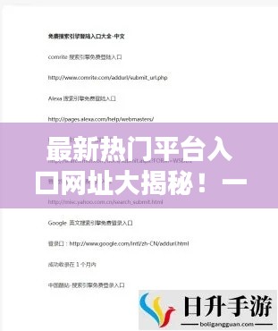 最新热门平台入口网址大揭秘!一网打尽,不容错过!