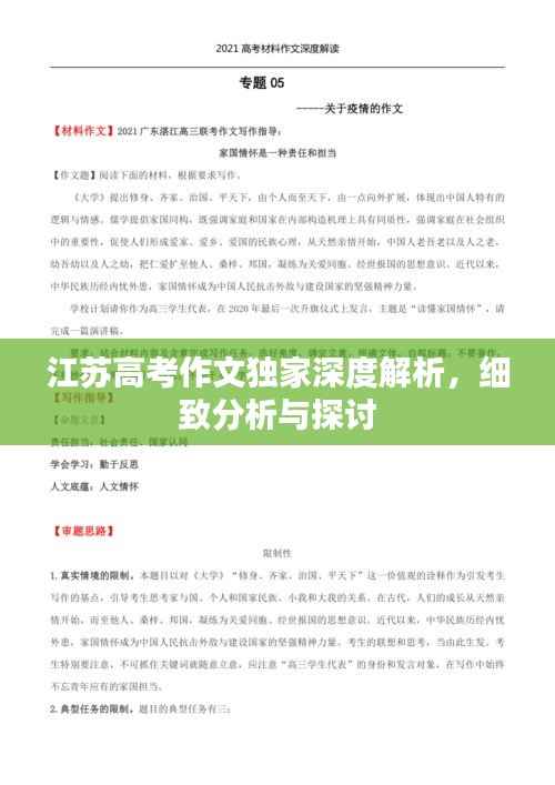 江苏高考作文独家深度解析,细致分析与探讨